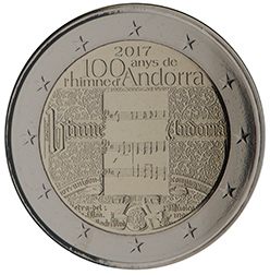 2 euro Andorra 2017, 100° anniv. Inno di Andorra
