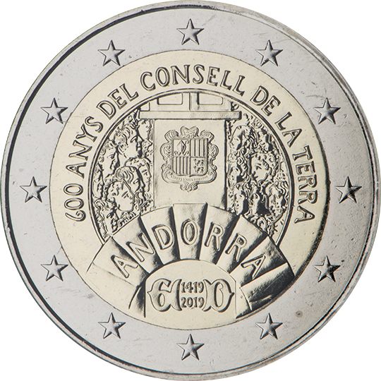 2 euro Andorra 2019, 600° anniv. Consell de la Terra