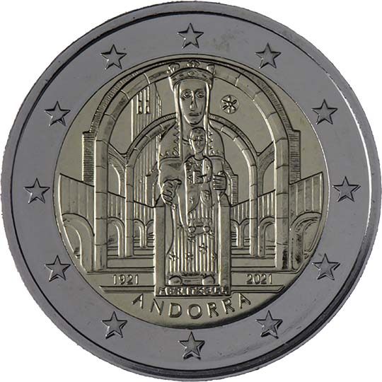2 euro Andorra 2021, 100° anniv. incoronazione di Nostra Signora di Meritxell
