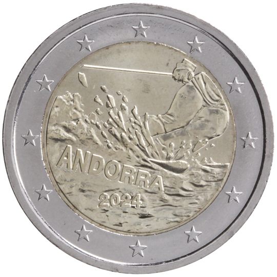 2 euro Andorra 2024, 100° anniv. dello sci ad Andorra