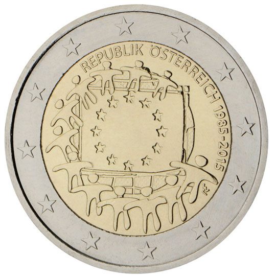 2 euro Austria 2015, 30° anniv. bandiera europea