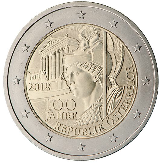 2 euro Austria 2018, 100° anniv. Repubblica austriaca