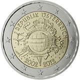 2 euro Austria 2012, 10 anni di banconote e monete in euro