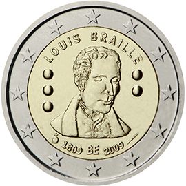 2 euro Belgio 2009, 200° anniv. nascita Louis Braille