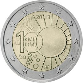 2 euro Belgio 2013, 100° anniv. Istituto Meteorologico Reale