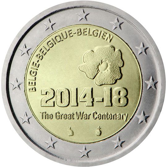 2 euro Belgio 2014, 100° anniv. inizio Prima Guerra mondiale