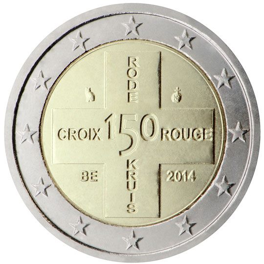 2 euro Belgio 2014, 150° anniv. Croce Rossa belga