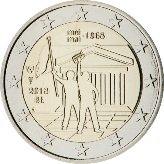 2 euro Belgio 2018, 50° anniv. avvenimenti del Maggio 1968
