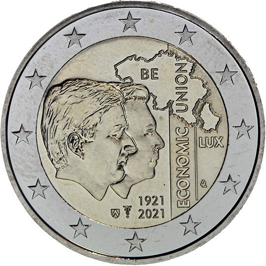 2 euro Belgio 2021, 100° anniv. Unione economica belgo-lussemburghese