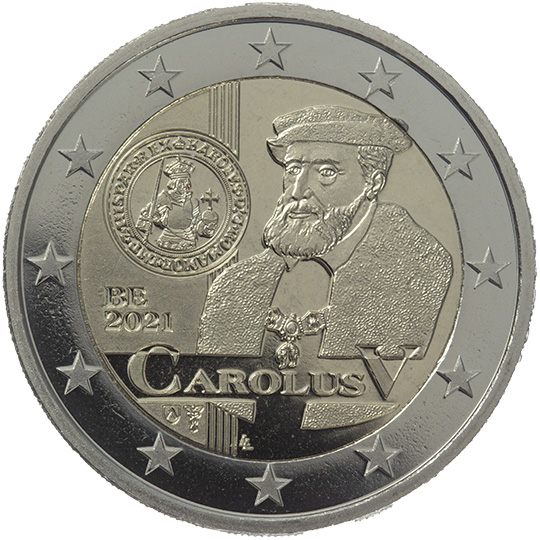 2 euro Belgio 2021, 500° anniv. ordinanza monetaria di Carlo V