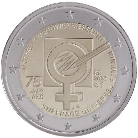 2 euro Belgio 2023, 75° anniv. suffragio universale femminile