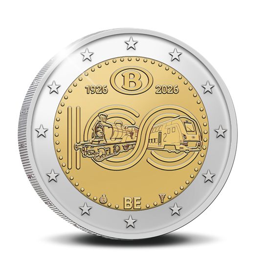 2 euro Belgio 2026, 100° anniv. Ferrovie statali belghe (SNCB)