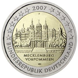 2 euro Germania 2007, Mecklenburg-Vorpommern - Castello di Schwerin