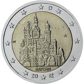 2 euro Germania 2012, Bayern - Castello di Neuschwanstein