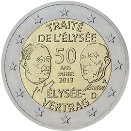 2 euro Germania 2013, 50° anniv. Trattato dell'Eliseo