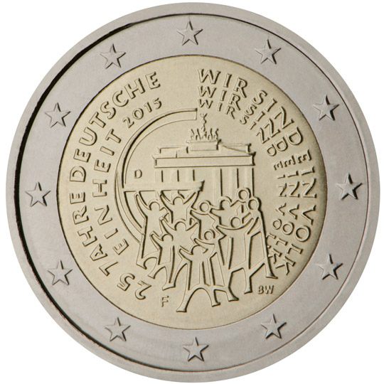 2 euro Germania 2015, 25° anniv. riunificazione tedesca