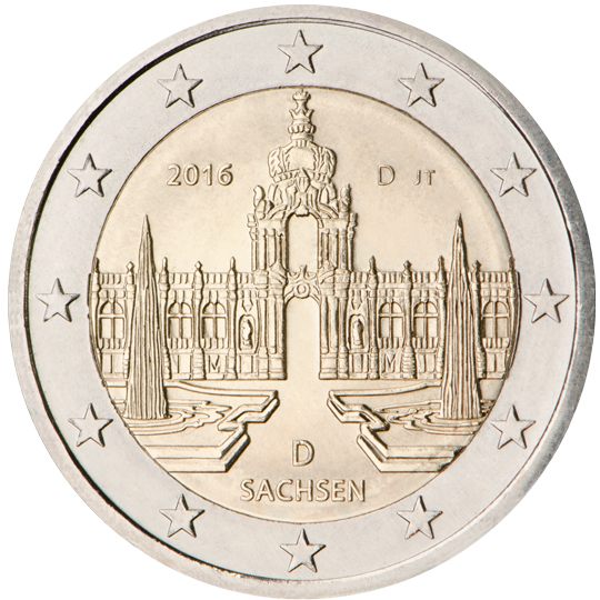 2 euro Germania 2016, Sachsen - Zwinger di Dresda