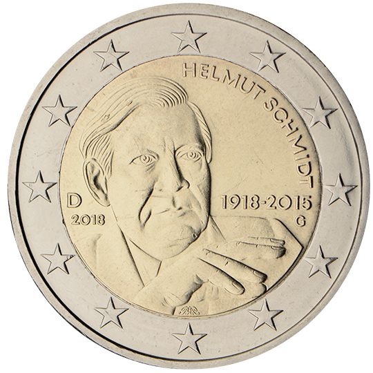 2 euro Germania 2018, 100° anniv. nascita Helmut Schmidt
