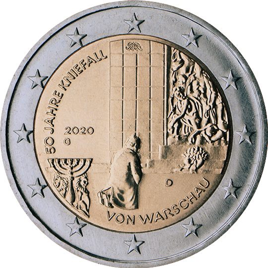 2 euro Germania 2020, 50° anniv. genuflessione di Varsavia