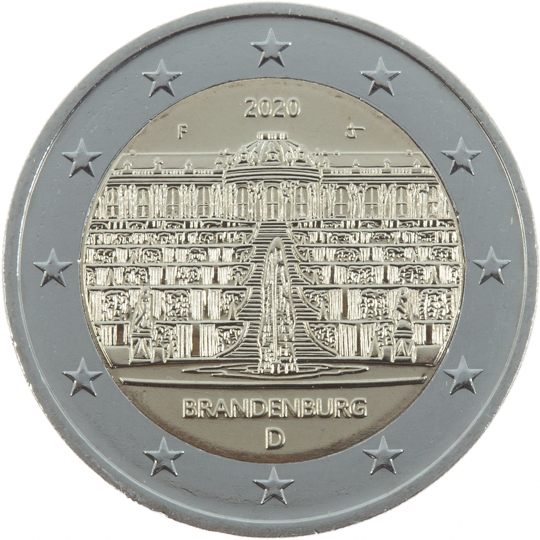 2 euro Germania 2020, Brandenburg - Palazzo di Sanssouci a Potsdam