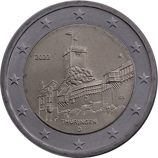 2 euro Germania 2022, Thüringen - Castello di Wartburg