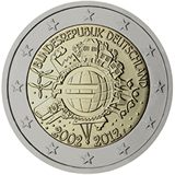 2 euro Germania 2012, 10 anni di banconote e monete in euro