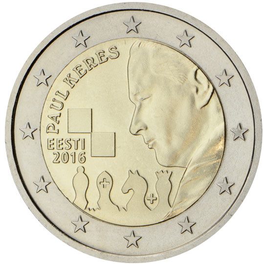 2 euro Estonia 2016, 100° anniv. nascita Paul Keres