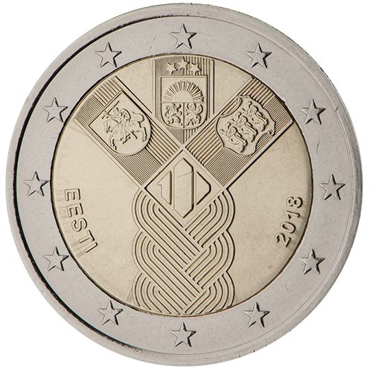 2 euro Estonia 2018, 100° anniv. Stati Baltici
