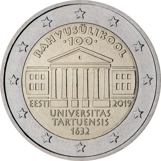 2 euro Estonia 2019, 100° anniv. Università di Tartu