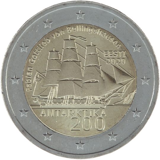 2 euro Estonia 2020, 200° anniv. scoperta dell'Antartide