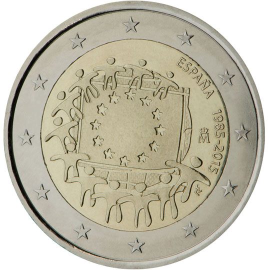 2 euro Spagna 2015, 30° anniv. bandiera europea