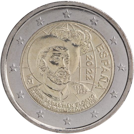 2 euro Spagna 2022, 500° anniv. primo giro del mondo di Elcano