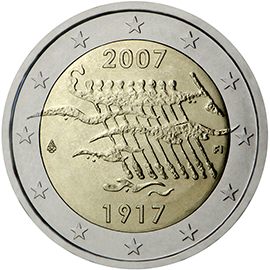 2 euro Finlandia 2007, 90° anniv. Indipendenza