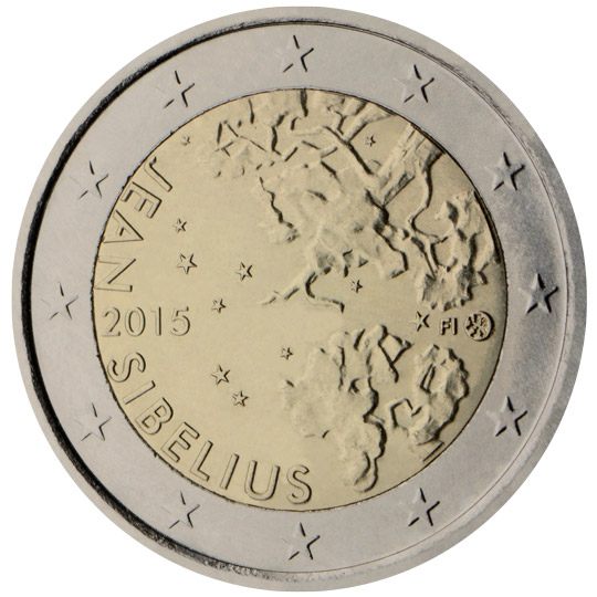 2 euro Finlandia 2015, 150° anniv. nascita Jean Sibelius