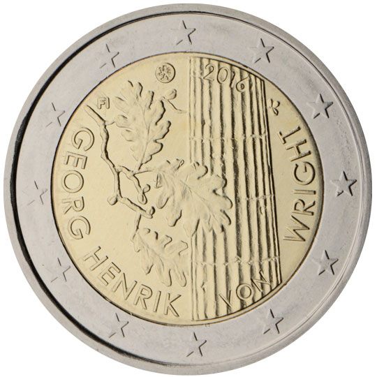 2 euro Finlandia 2016, 100° anniv. nascita Georg Henrik von Wright
