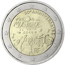 2 euro Francia 2011, 30° anniv. Festa della musica