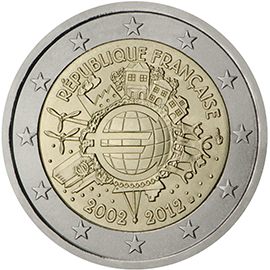 2 euro Francia 2012, 10 anni di banconote e monete in euro