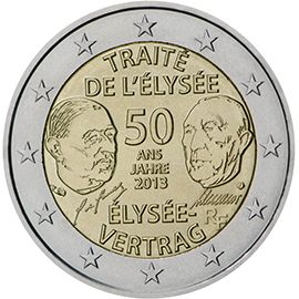 2 euro Francia 2013, 50° anniv. Trattato dell'Eliseo