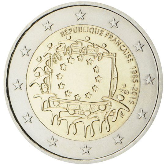 2 euro Francia 2015, 30° anniv. bandiera europea