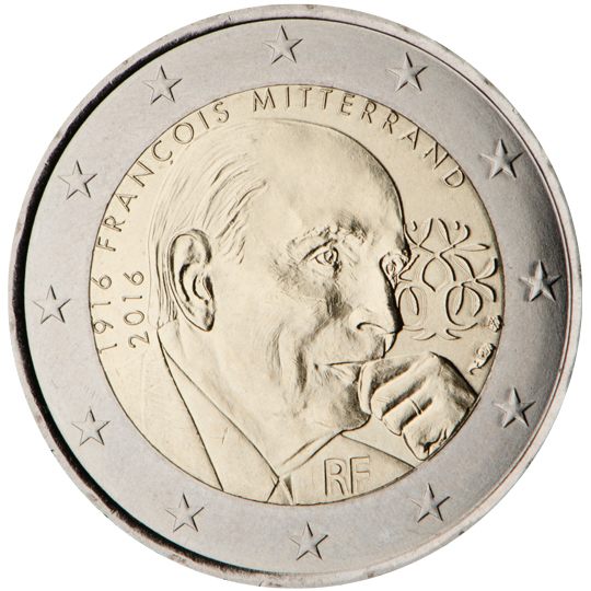 2 euro Francia 2016, 100° anniv. nascita François Mitterrand