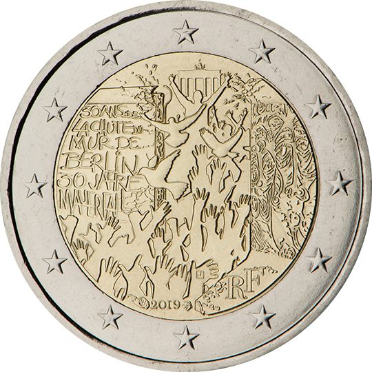 2 euro Francia 2019, 30° anniv. Caduta muro di Berlino