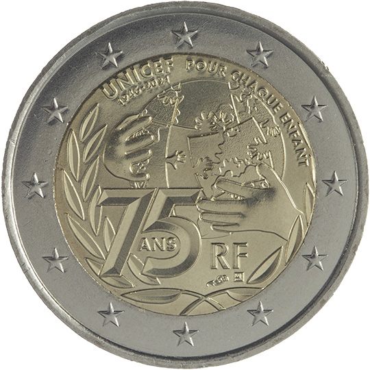 2 euro Francia 2021, 75° anniv. UNICEF