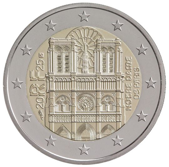 2 euro Francia 2025, Notre-Dame de Paris