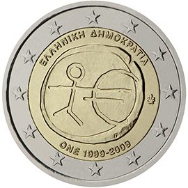2 euro Grecia 2009, 10° anniv. Unione Economica e Monetaria