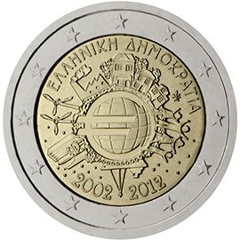 2 euro Grecia 2012, 10 anni di banconote e monete in euro
