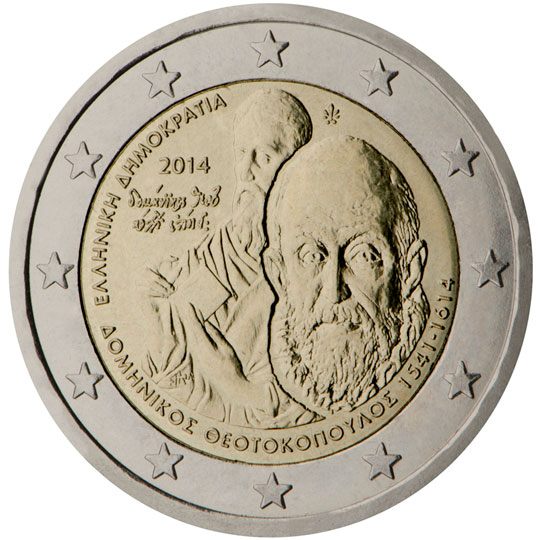 2 euro Grecia 2014, 400° anniv. morte di El Greco