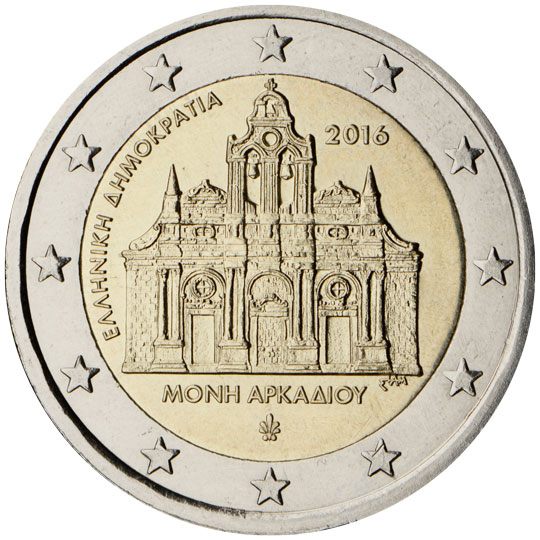 2 euro Grecia 2016, 150° anniv. olocausto Monastero di Arkadi