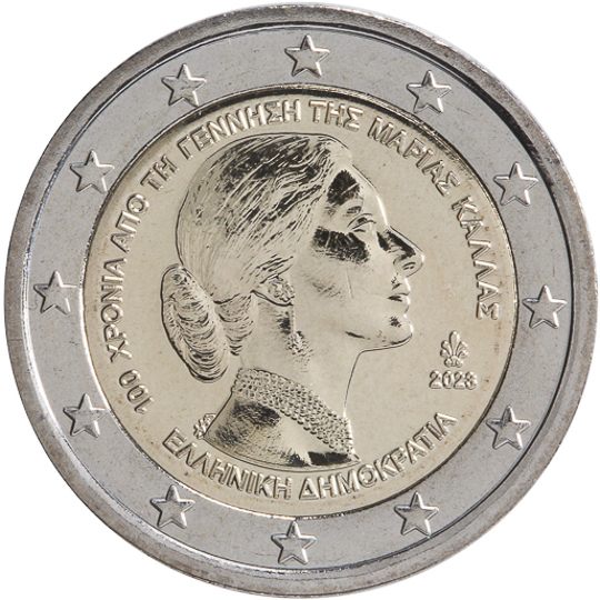 2 euro Grecia 2023, 100° anniv. nascita Maria Callas