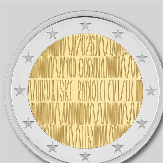 2 euro Croazia 2026, 100° anniv. radio e televisione croata