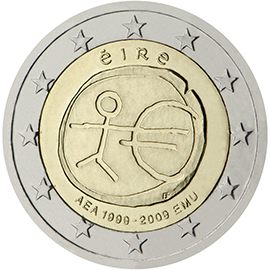 2 euro Irlanda 2009, 10° anniv. Unione Economica e Monetaria